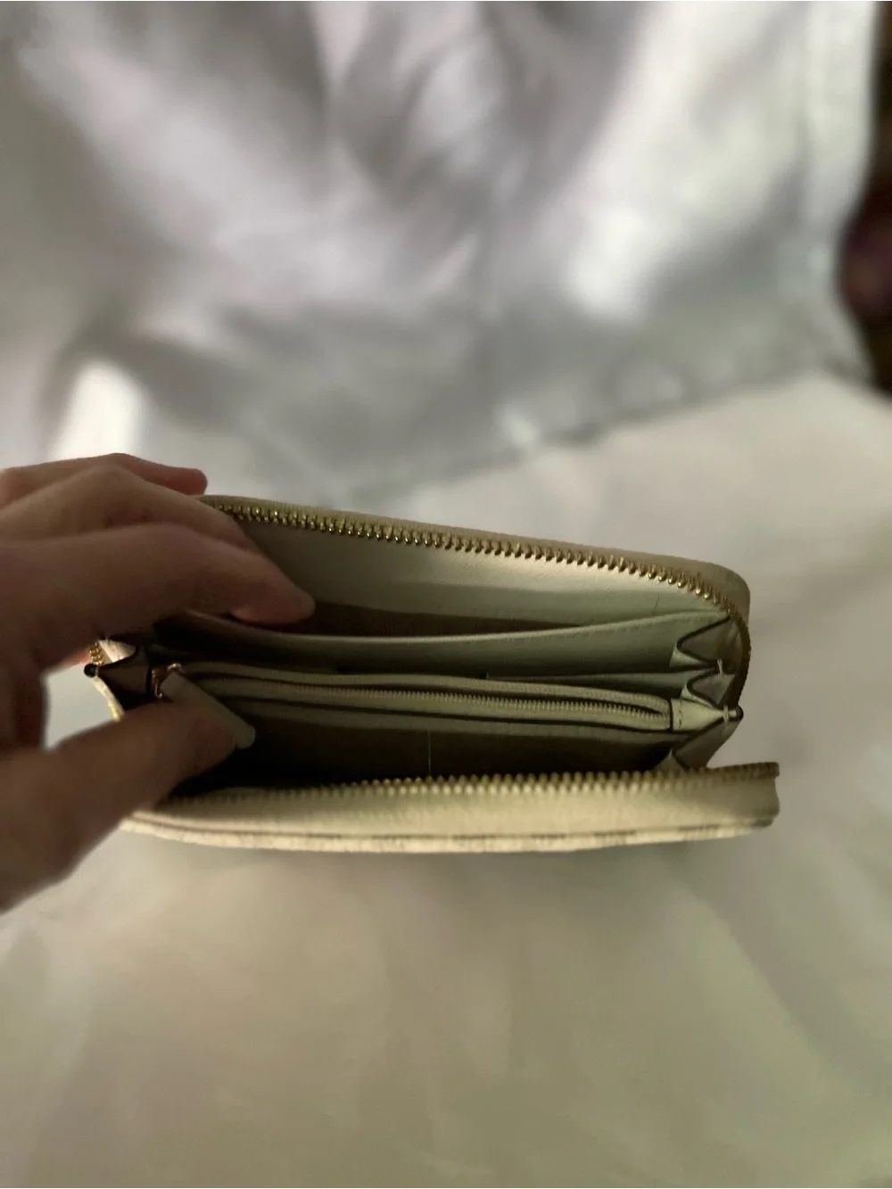 Michael Kors Tan Signature MK Zip Around Wallet with Gold Plaque